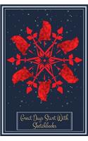 Red Snowflake Cats: Christmas Notebooks Great Days Start with Sketchbooks 6x9 Inches 100 Pages with Bleed Xmas Gift