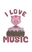 Piano Music Cat Notebook: Graph Paper Journal 6x9 - 120 Pages