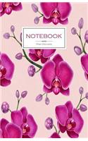 Notebook Pink Orchids: Floral Notebook 100 Lined Pages 5.5" x 8.5", Orchid Flowers Print (Diary Notepad Journal)