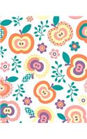 Flower Apple Pattern Notebook: Blank Lined Composition Notebook 75 Sheets / 150 Pages 7.5 x 9.25 inch