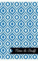 Notes & Stuff Lined Notebook With Cobalt Blue Ikat Pattern Cover