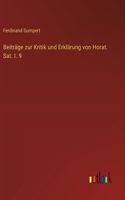 Beiträge zur Kritik und Erklärung von Horat. Sat. I. 9