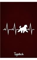 Tagebuch: Rotes liniertes Pudel Hunde Journal Herzschlag ca DIN A5 weiß liniert 110 Seiten