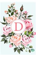 D: 110 Sketchbook Pages - Monogram Sketch Notebook with a Pink Watercolor Design - Personalized Initial Letter Journal - Monogramed Sketchbook