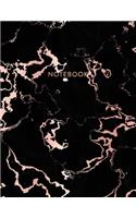 Notebook: Trendy Black Marble and Rose Gold - 8.5 x 11, 150 College Ruled Pages - Gift for Women and Teen Girls