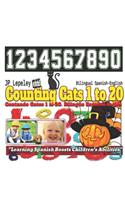 Counting Cats 1 to 20. Bilingual Spanish-English