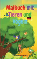 Malbuch mit Tieren und Vögeln