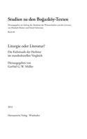 Liturgie Oder Literatur?