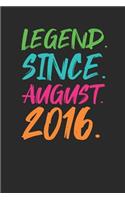 Legend Since August 2016: Graph Paper Notebook / Journal (6" X 9" - 5 Squares per inch - 120 Pages) - 3rd Birthday Gift Idea