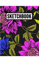 Sketchbook: Big A4 Close To 600 page Floral Notebook / Journal, Extra Large for Business, School And Daily Use (Blank, 8,5" x 11")