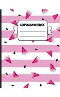 Composition Notebook: Watermelon Fruits And Seeds Pattern Pink Blank Notebook / Journal with Page Numbers for Girls (8.5 x 11, 120 Pages)