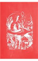 Alice in Wonderland Pastel Chalkboard Journal - Alice and The Caterpillar (Red)