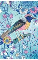 Journal: Brightly Colored Bird on Blue Background: Lined Journal, 120 Pages, 5.5 x 8.5, Beautiful Bird, Soft Cover, Matte Finish