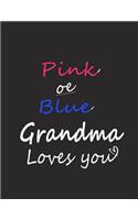 Pink or Blue Grandma Loves You Notebook: Journal ( Paperback, Gray Cover) gag gift for grandma, nana, nanny Gender reveal for grandparents, christmas gift for new year: from Granddaughter G