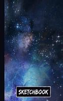 Sketchbook: Blue Galaxy Sketch Book Large 8.5x11 Blank 110 Page Space Notebook For Drawing, Doodling, And Sketching