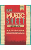 Blank Music Sheet Notebook: 12 Staff Music Manuscript Paper - Poster Cover [Red Theme]