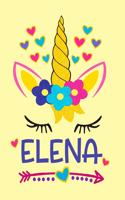 Elena: Unicorn Notebook For Girls Named Elena Personalized Notebooks Softcover 8.5x11 Wide Rule Blank Lined 100 Pages