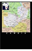 Modern Day Color Map of Zambia in Africa Journal: Take Notes, Write Down Memories in this 150 Page Lined Journal