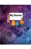 My Stories: Alien Monster Blank Story Notebook, Blank Story Book With Lines for Boys, Boys Story Writing Notebook, Blank Story Writing Book For Kids, Practice B