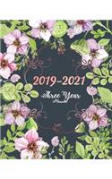 2019-2021 Three Year Planner: Purple Blooms Cover for Monthly Schedule Organizer 36 Months Calendar Agenda Planner with Holiday