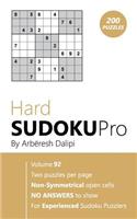 Hard Sudoku Pro: Book for Experienced Puzzlers (200 puzzles) Vol. 92