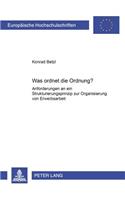 Was Ordnet Die Ordnung?: Anforderungen an Ein Strukturierungsprinzip Zur Organisierung Von Erwerbsarbeit