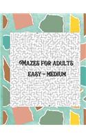 Mazes for adults: Easy - Medium level in large size book