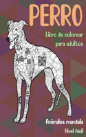Libro de colorear para adultos - Nivel fácil - Animales Mandala - Perro