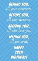 Behind You All Your Memories Before You All Your Dreams Happy 18th Birthday