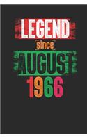 Legend Since August 1966: Graph Ruled Notebook - Journal 53rd Birthday for Woman and Men