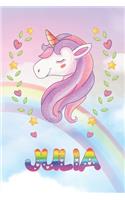 Julia: Julia Unicorn Notebook Rainbow Journal 6x9 Personalized Customized Gift For Someones Surname Or First Name is Julia