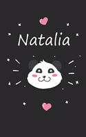 Natalia: Personalisiertes Panda Tage-/Notizbuch mit dem Vornamen Natalia und ganzen 100 linierten Seiten im 6x9 Zoll Format (ca.DIN A5). Optimal als Schreibh