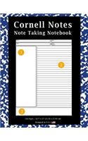 Cornell Notes Note Taking Notebook: School Marble Blue -Note Taking With Cornell Notes System, Notebook For Home, Office & School [Classic]