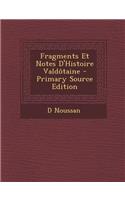 Fragments Et Notes D'Histoire Valdotaine