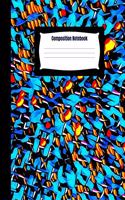 Composition Notebook: Wide Ruled Blue Orange Design