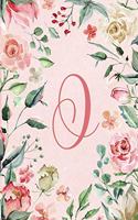 Notebook 6"x9" - Initial O - Pink Green Floral Design