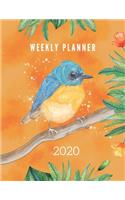 Weekly Planner 2020: Weekly Monthly Bird & Floral illustrasion Organization, Daily Calendar Schedule January 2020 through December 2020, Bonus - Notes & Expense Tracker 