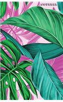 Journal: Tropical Leaves, Pink and Green Palm Tree Diary, Journal and Notebook, Small
