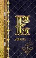 E Journal: Letter E Initial Monogram Lined Notebook - Elegant Diamond and Gold Print