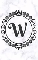 W: Cute Floral Initial Monogram College Ruled Notebook - Pretty Personalized Lined Journal & Diary for Writing Notes for Students for Girls & Women - L