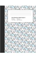 Cats Notebook Wide Ruled 3: Lined Composition Book(3 Elementary Writing Stationery Cats)