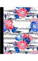 Composition Notebook: Watercolor Flower Cute Composition Notebook Wide Ruled 7.5 X 9.25 100 Pages
