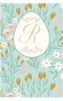 R: Letter R Journal, Easter Flowers, Personalized Notebook Monogram Initial, 6 X 9