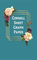 Cornell Sheet Graph Paper: Pretty Turquoise Composition Notebook Floral Motif