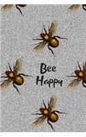 Bee Happy Silver Glitter Effect Notebook