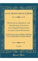 Statistical Abstract for the Several Colonial and Other Possessions of the United Kingdom, Vol. 20: In Each Year from 1868 to 1882 (as Far as Particulars Can Be Stated) (Classic Reprint)