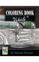 Vehicle Vintage Greyscale Photo Adult Coloring Book, Mind Relaxation Stress Relief