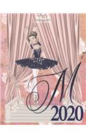 2020 Weekly Planner - Ballerina Princess Monogram Initial Letter 