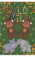 Wild Child: Primary Composition Book - 120 Pages at 6x9 in - Elephant Hippo and Monkey's swinging on vines will be your child's favorite book. Prompted write an