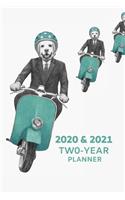 2020 & 2021 Two Year Weekly Planner For Labrador Retriever Owner - Cute Dog On Motorcycle - Appointment Book Gift - Two-Year Agenda Notebook